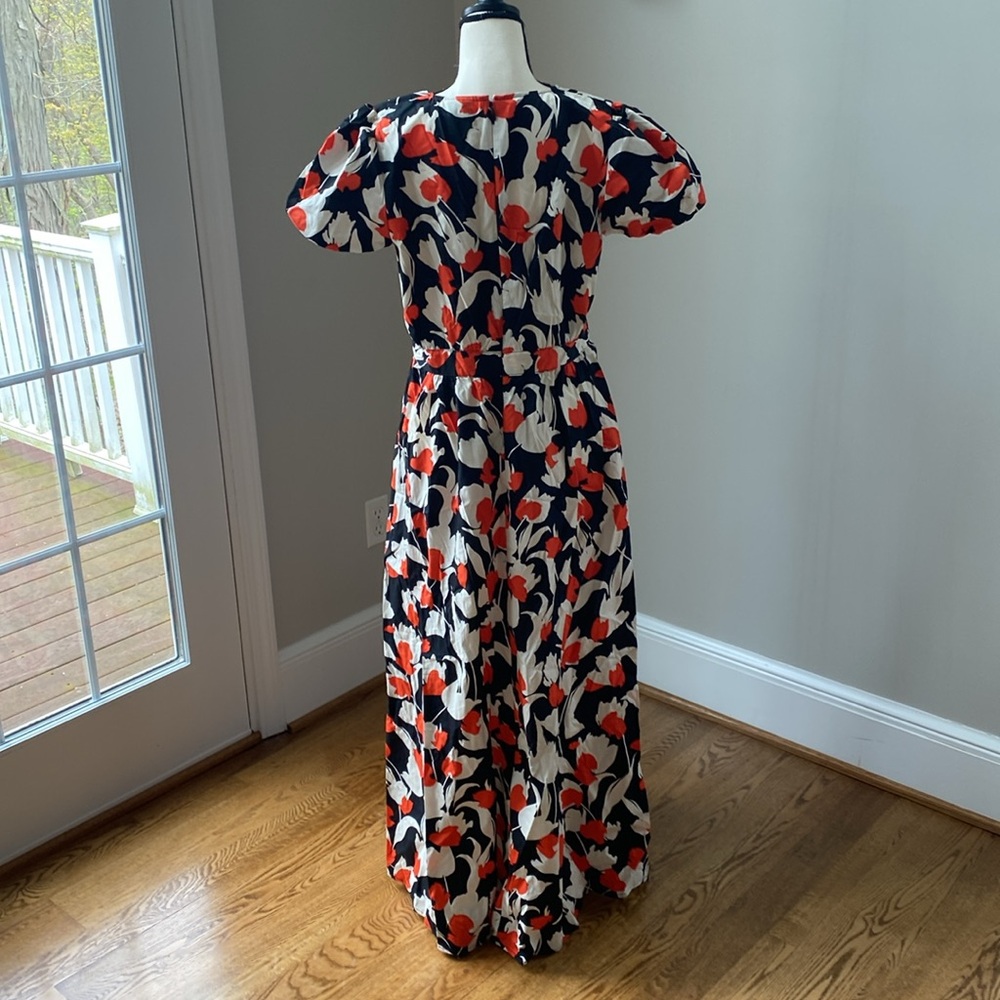 Maxi short sleeve wrap style womens size medium dress flowered picnic party - Picture 5 of 12